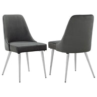 Curved Gray Velvet Dining Chair Set