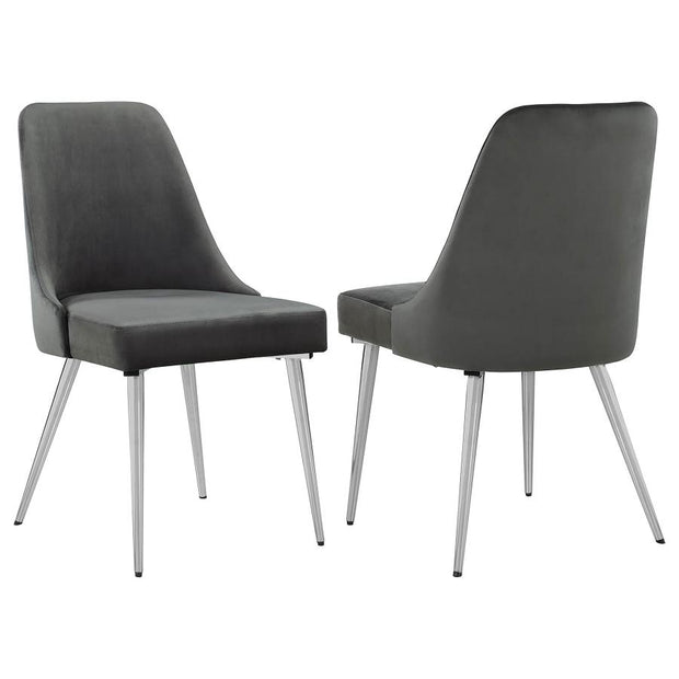 Curved Gray Velvet Dining Chair Set