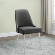 Curved Gray Velvet Dining Chair Set