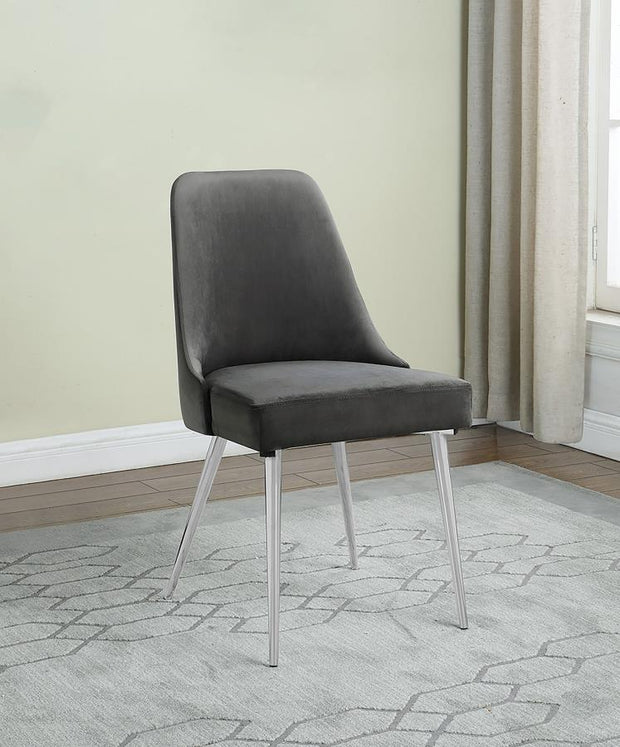 Curved Gray Velvet Dining Chair Set