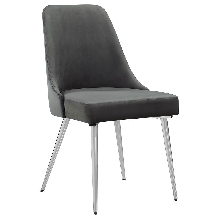 Curved Gray Velvet Dining Chair Set