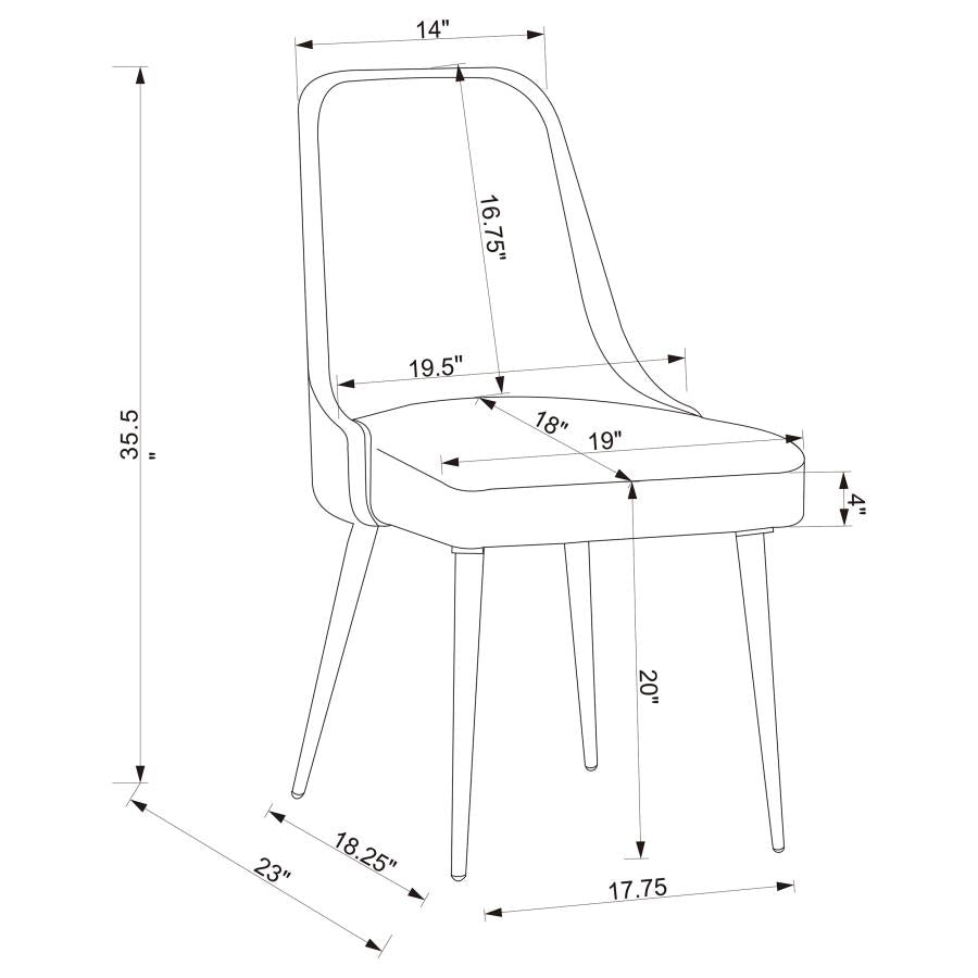 Curved Gray Velvet Dining Chair Set