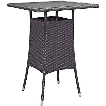Espresso Outdoor Faux Rattan Bar Table