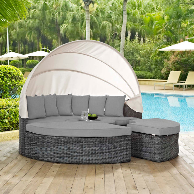 Sunbrella Outdoor Faux Rattan Canopy Daybed Set