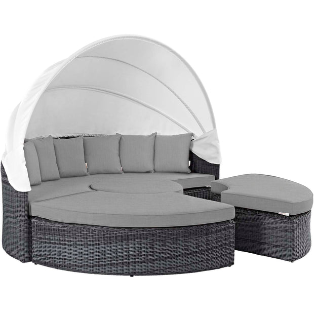 Sunbrella Outdoor Faux Rattan Canopy Daybed Set