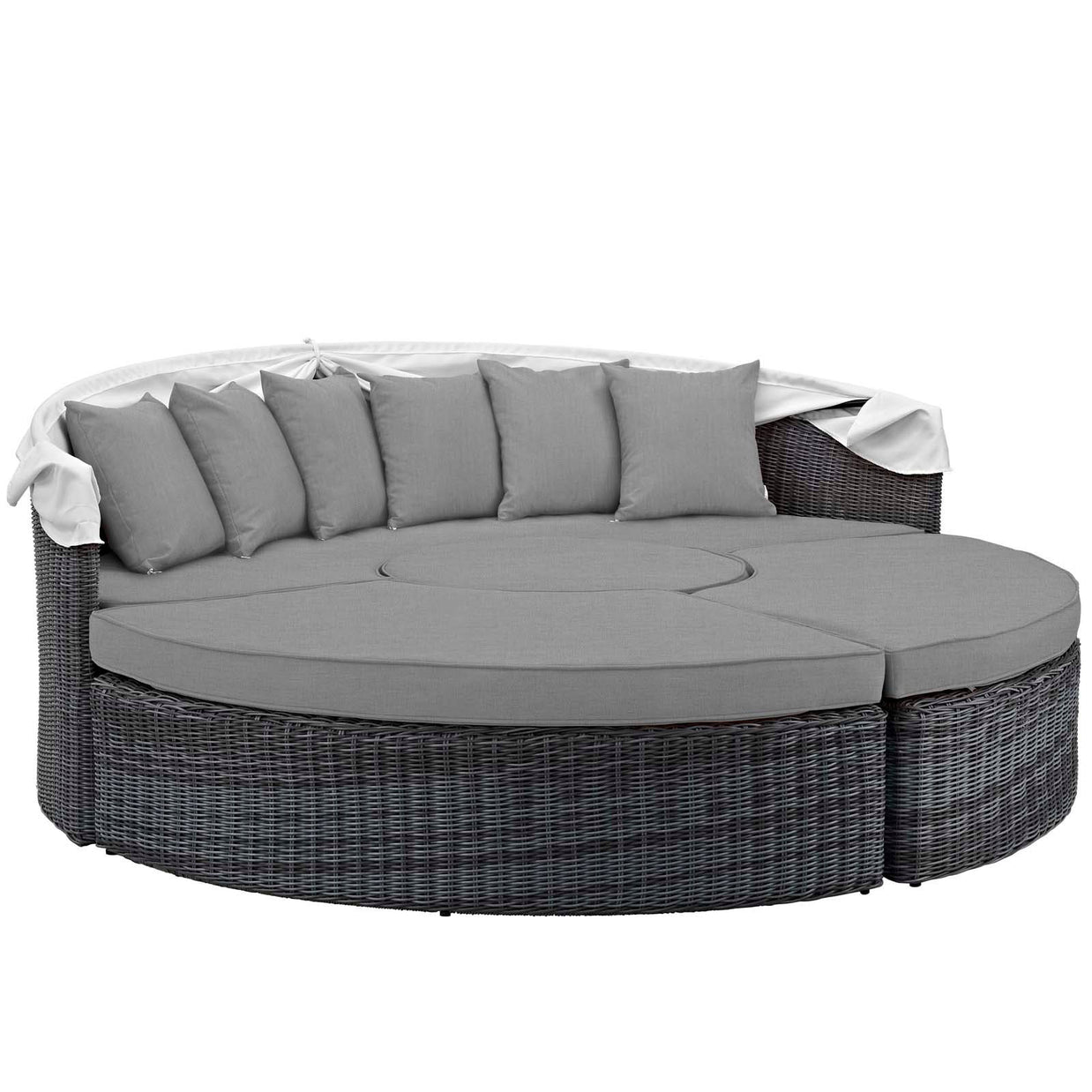 Sunbrella Outdoor Faux Rattan Canopy Daybed Set