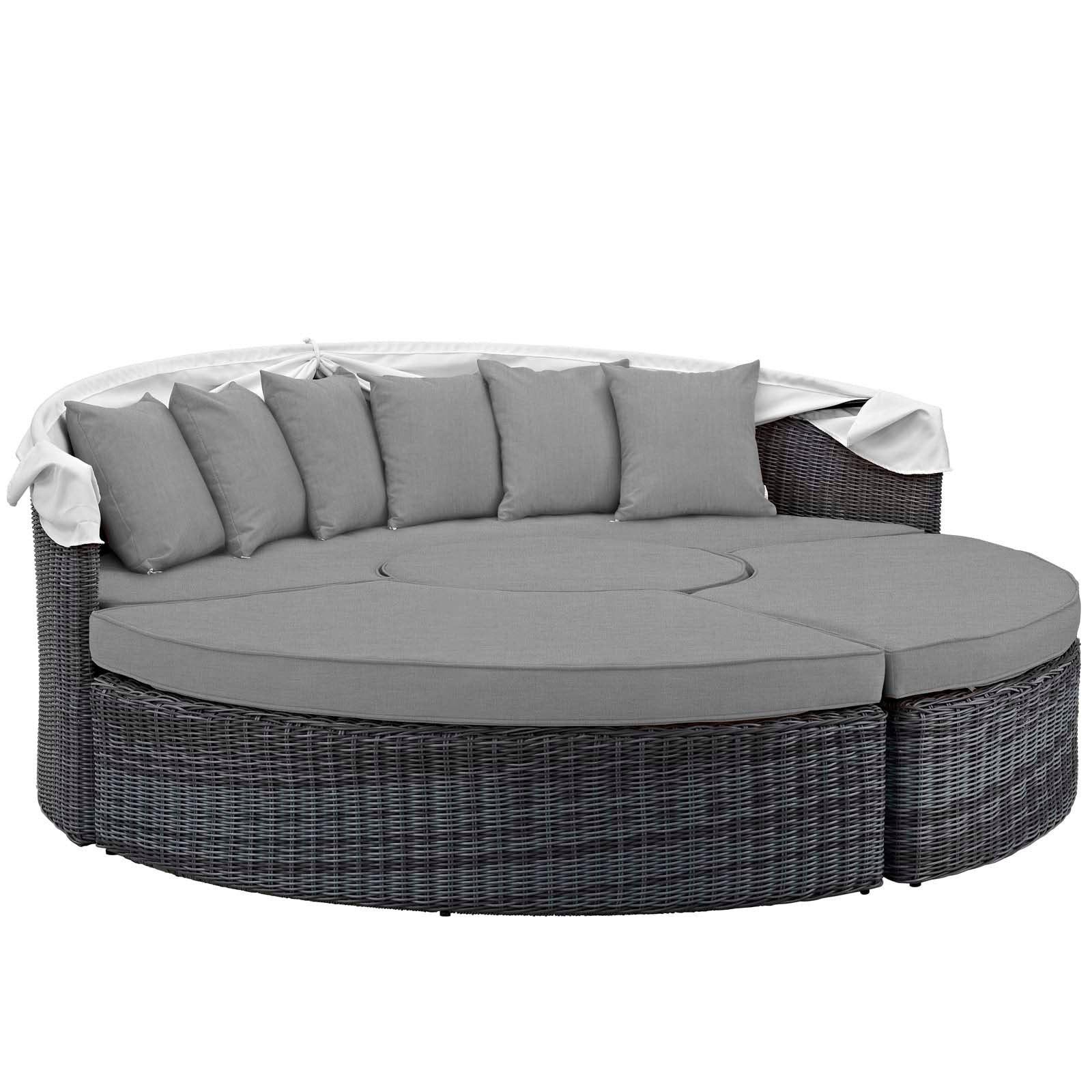 Sunbrella Outdoor Faux Rattan Canopy Daybed Set