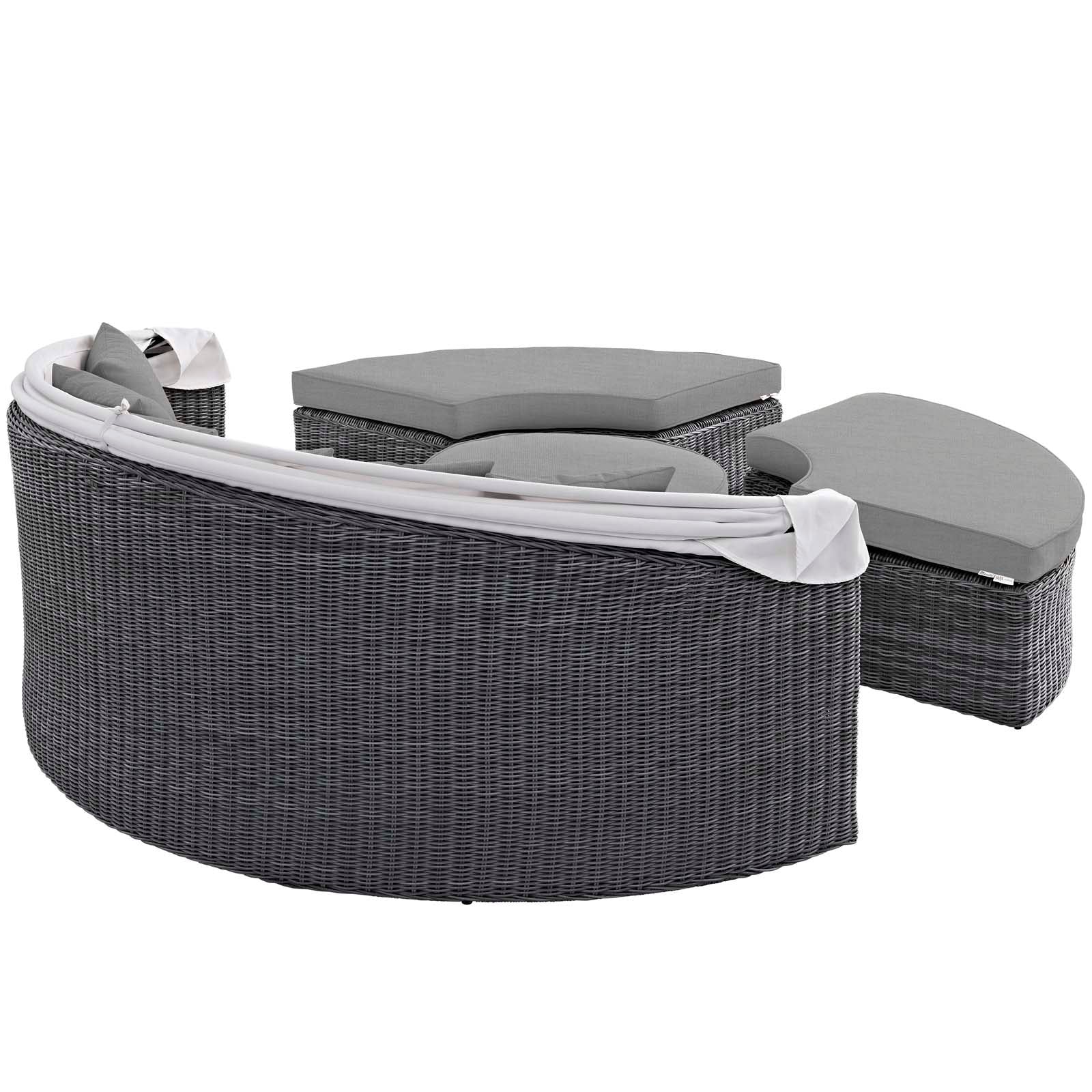 Sunbrella Outdoor Faux Rattan Canopy Daybed Set