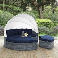 Sunbrella Outdoor Faux Rattan Canopy Daybed Set