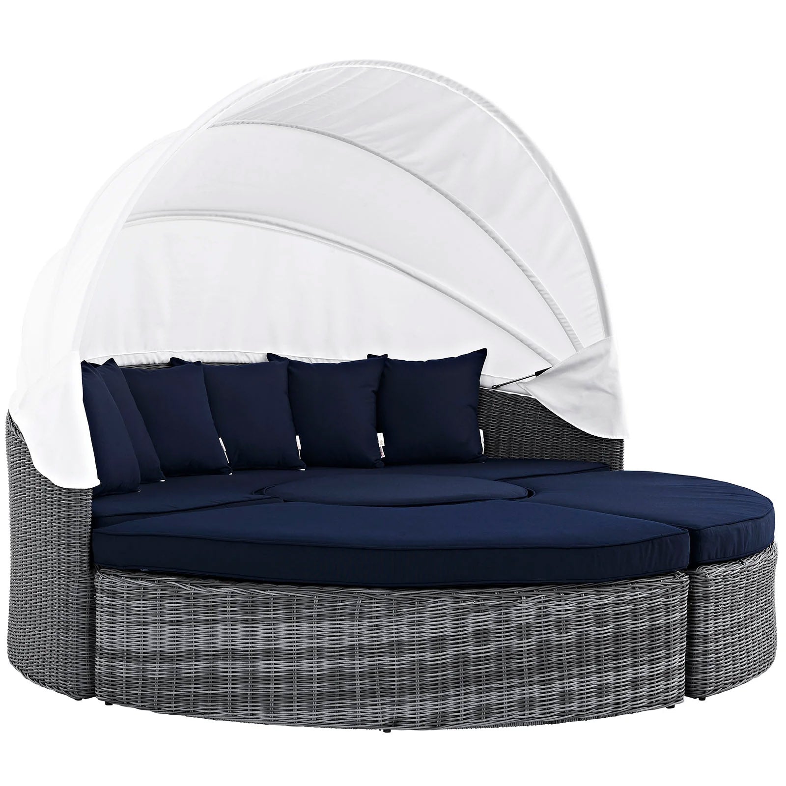 Sunbrella Outdoor Faux Rattan Canopy Daybed Set