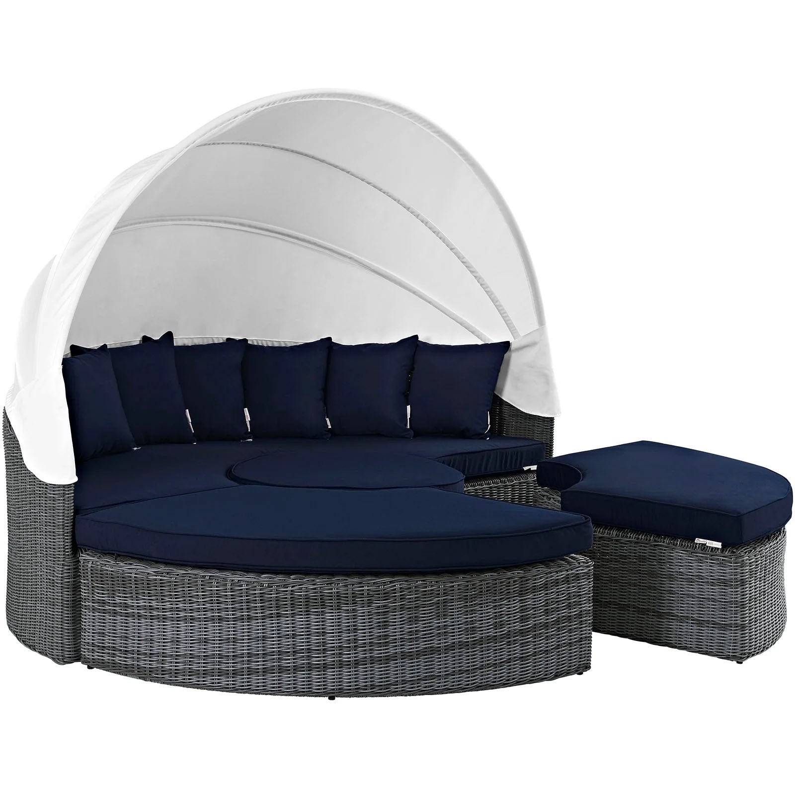 Sunbrella Outdoor Faux Rattan Canopy Daybed Set