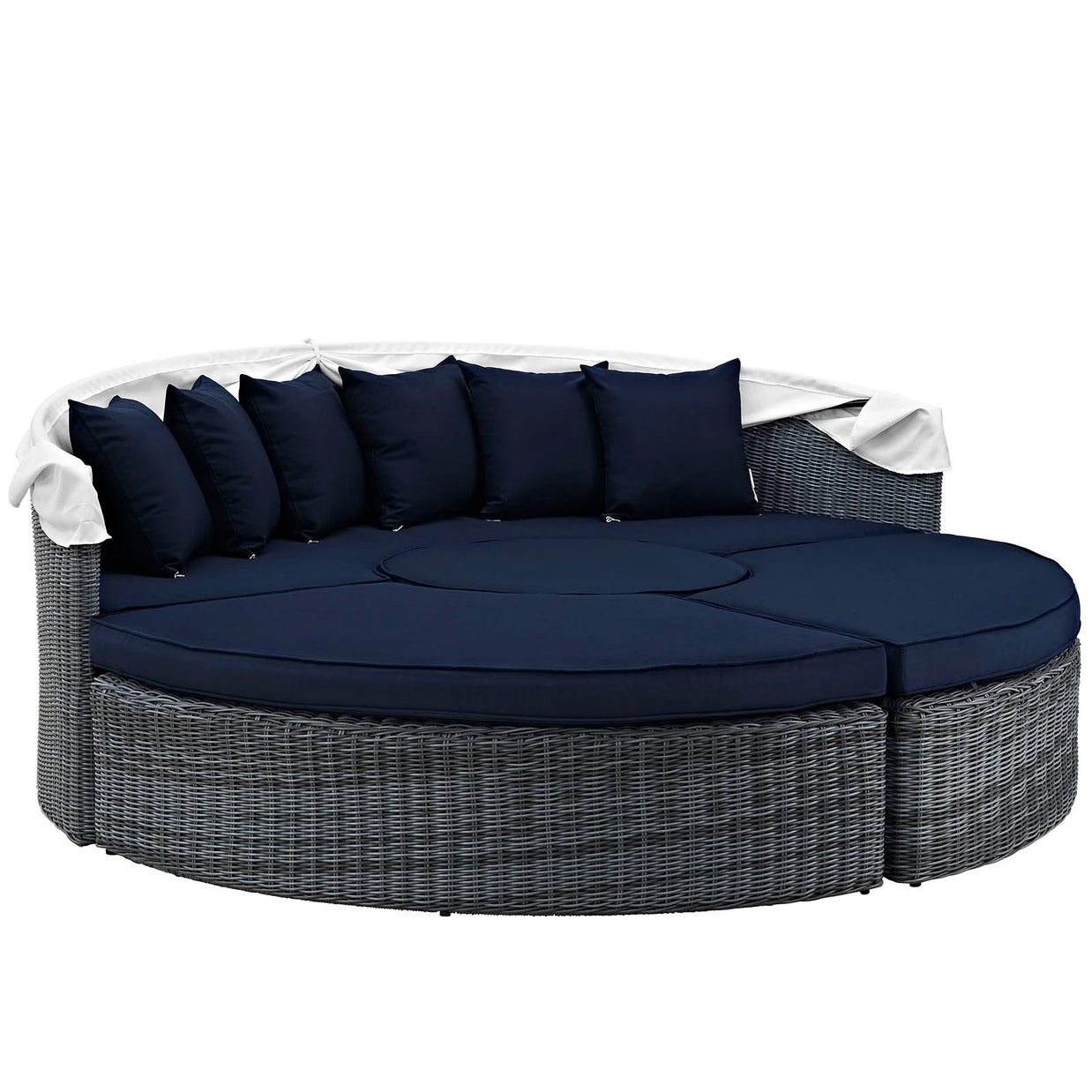 Sunbrella Outdoor Faux Rattan Canopy Daybed Set