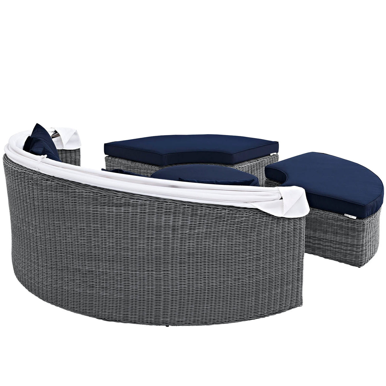 Sunbrella Outdoor Faux Rattan Canopy Daybed Set