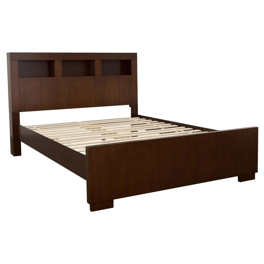 Cappuccino Finish Bed Frame w/ Bookcase Headboard