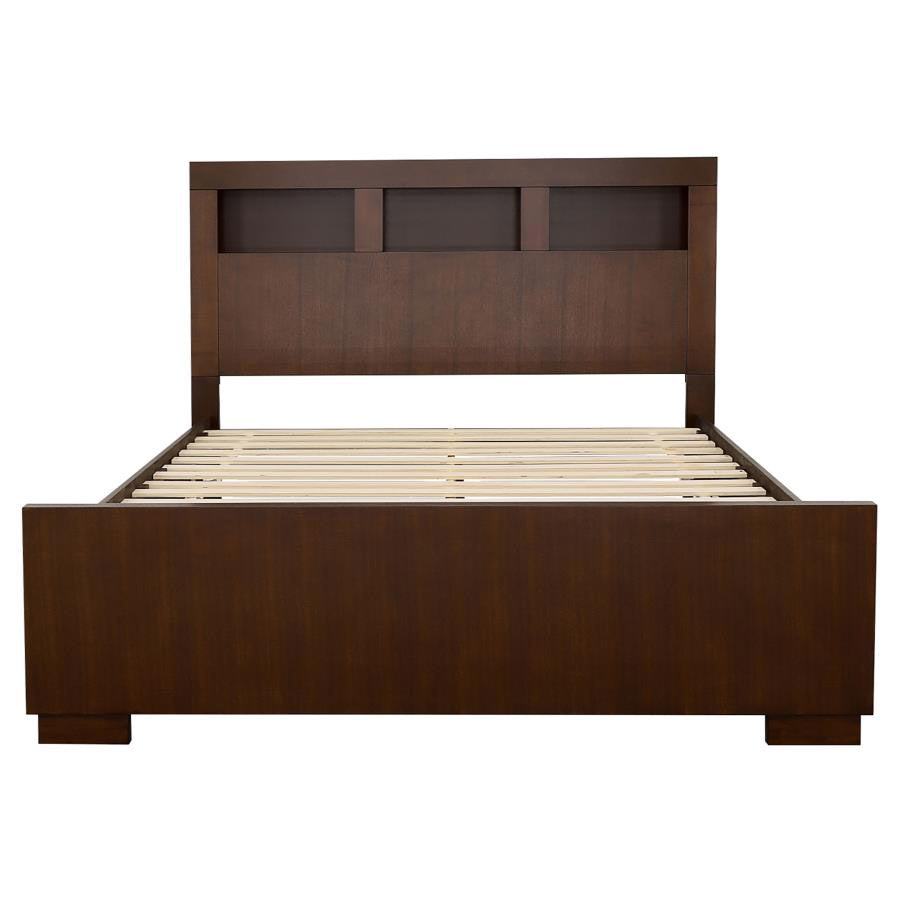 Cappuccino Finish Bed Frame w/ Bookcase Headboard