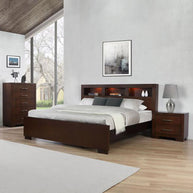 Cappuccino Finish Bed Frame w/ Bookcase Headboard