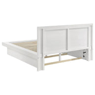 White Finish Platform Bed w/ Built-in Lighting