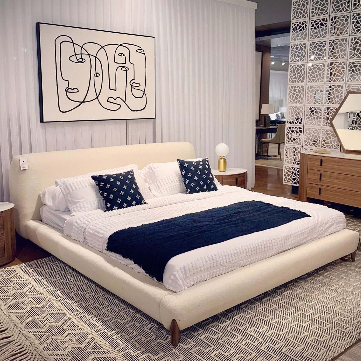 Contemporary walnut bed