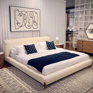 Contemporary walnut bed