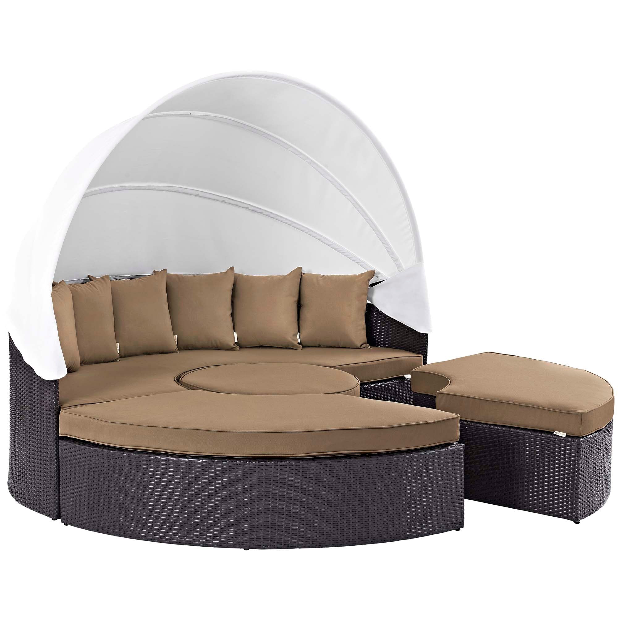 Outdoor Faux Rattan Canopy Daybed Set