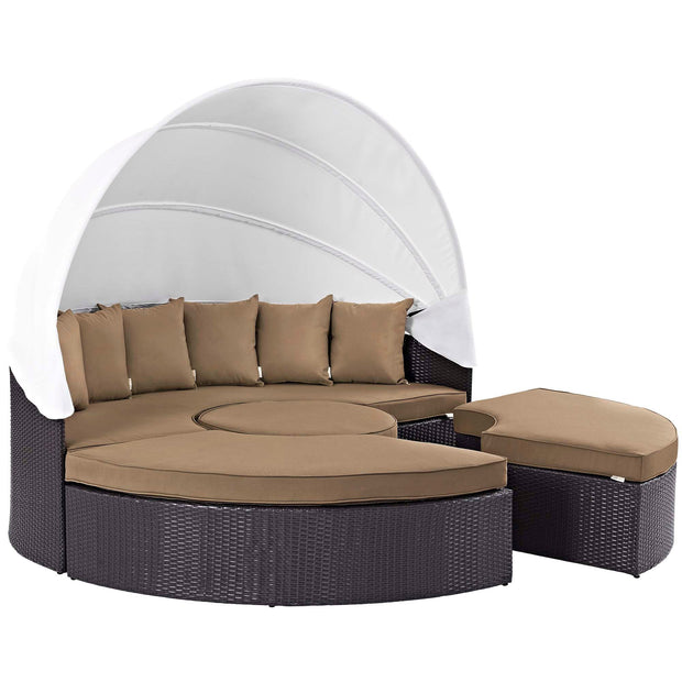 Outdoor Faux Rattan Canopy Daybed Set