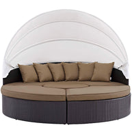 Outdoor Faux Rattan Canopy Daybed Set