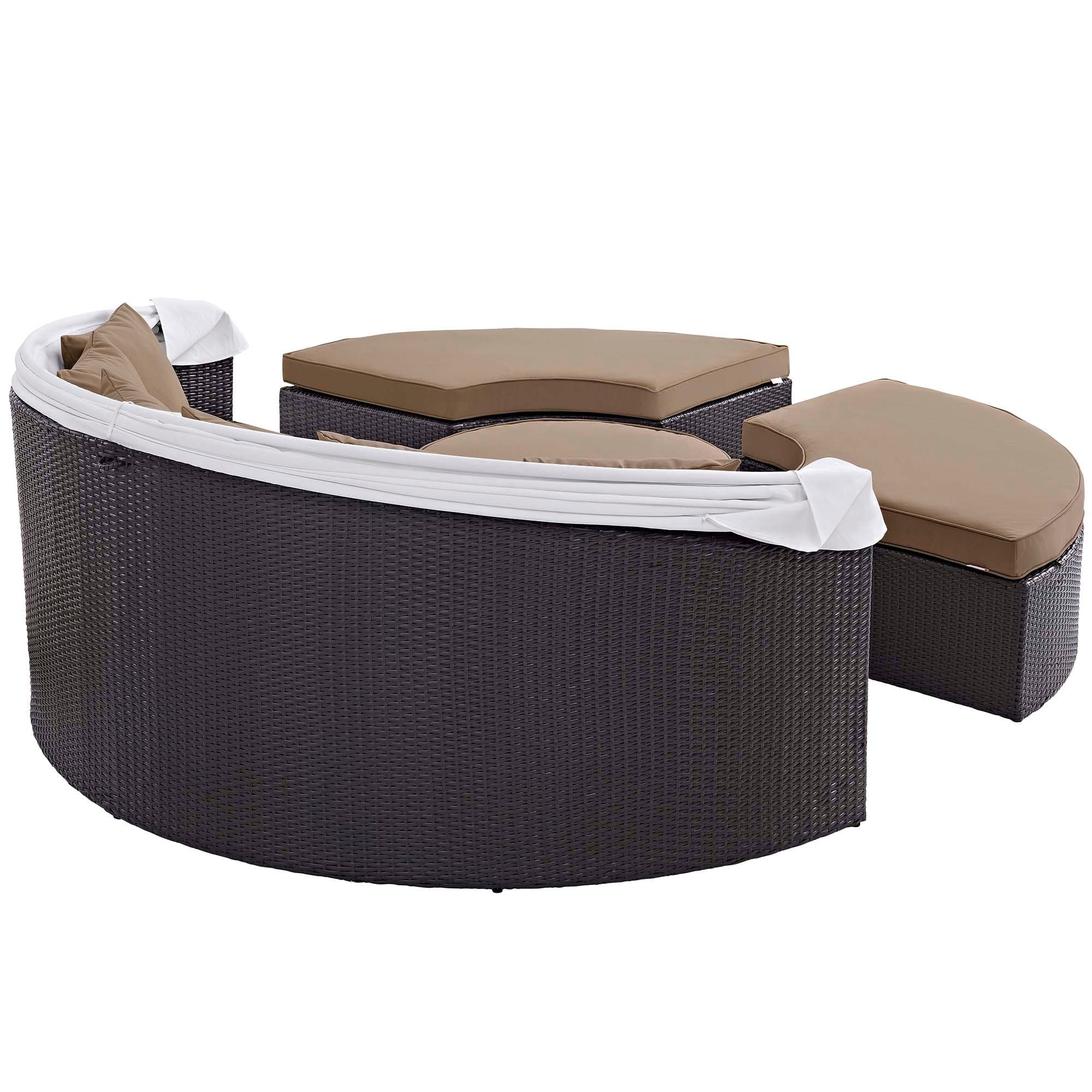 Outdoor Faux Rattan Canopy Daybed Set