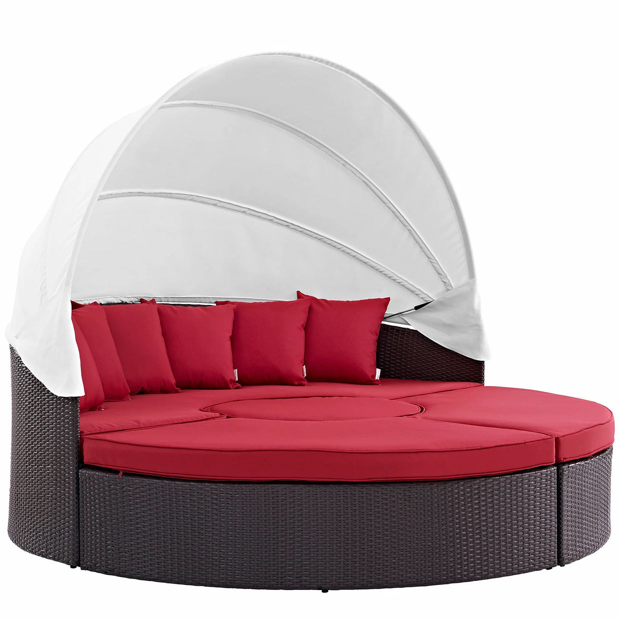 Outdoor Faux Rattan Canopy Daybed Set