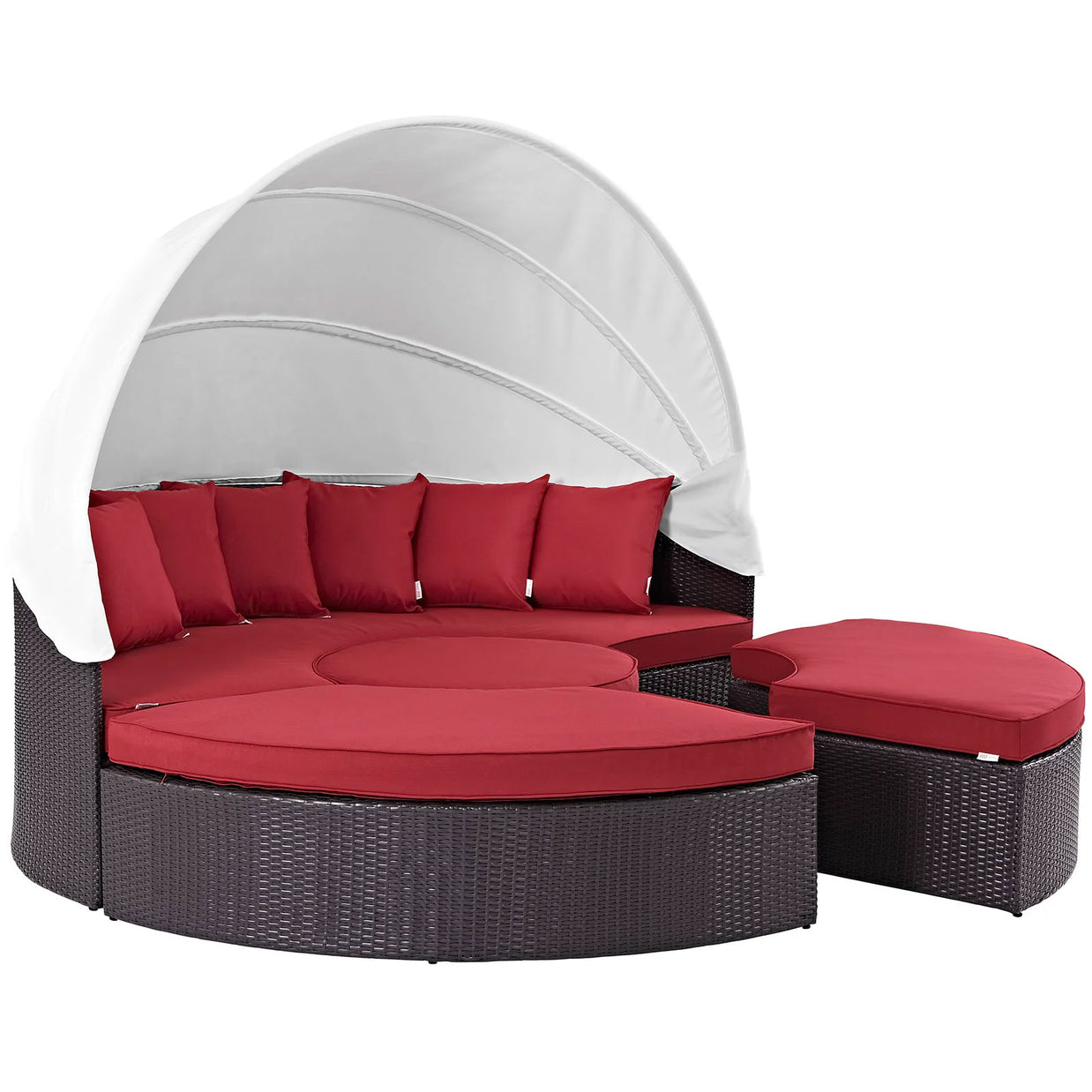 Outdoor Faux Rattan Canopy Daybed Set