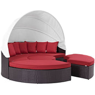 Outdoor Faux Rattan Canopy Daybed Set