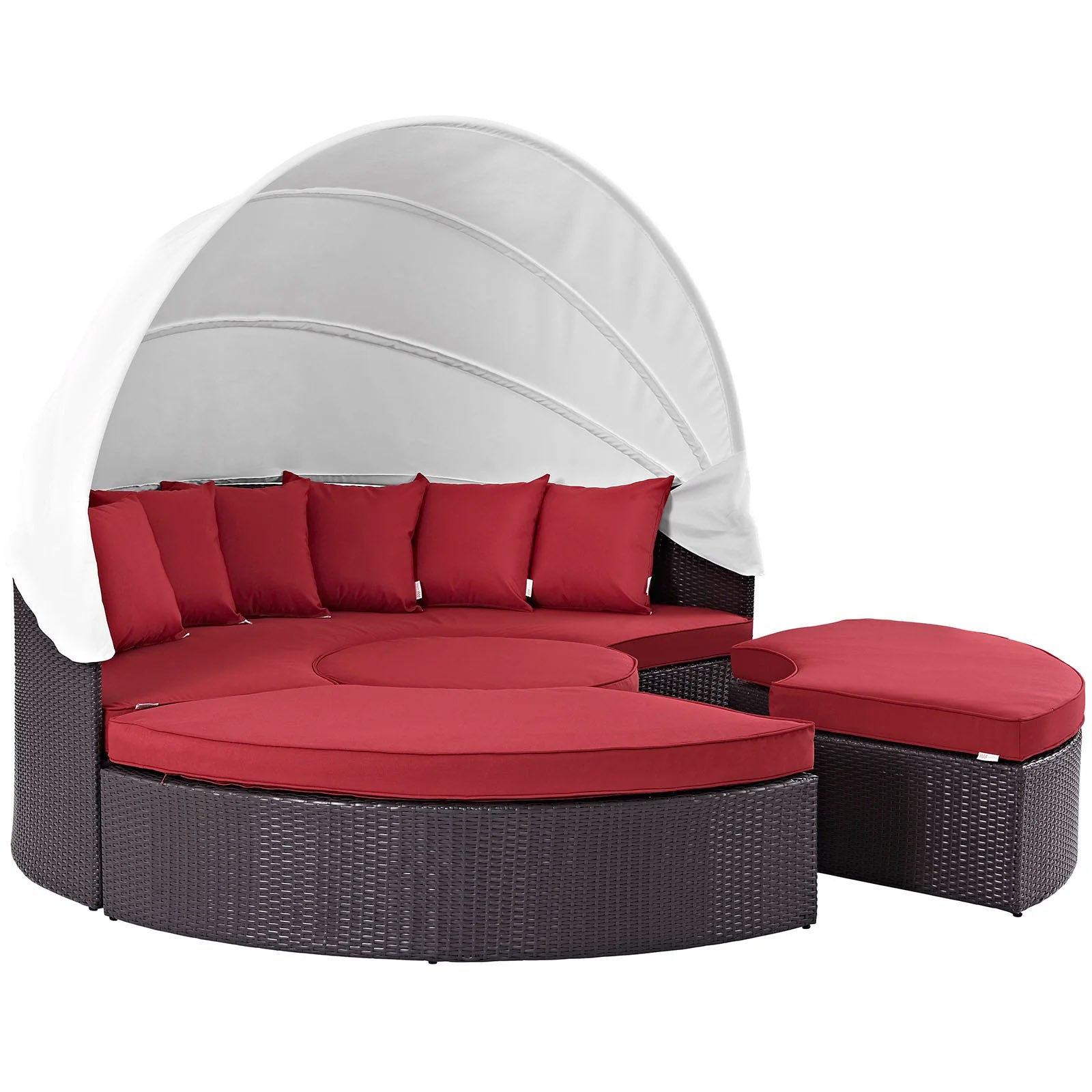 Outdoor Faux Rattan Canopy Daybed Set