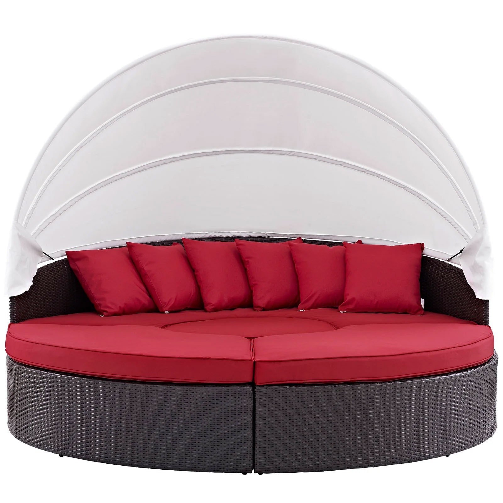 Outdoor Faux Rattan Canopy Daybed Set