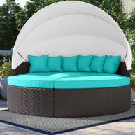 Outdoor Faux Rattan Canopy Daybed Set