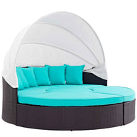 Outdoor Faux Rattan Canopy Daybed Set