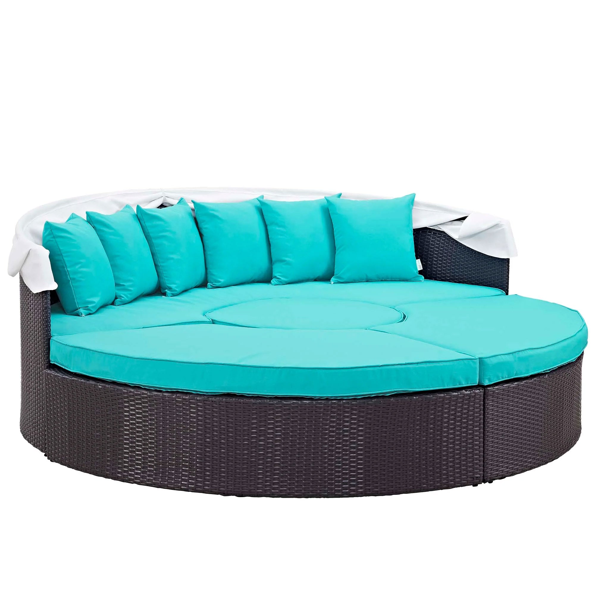 Outdoor Faux Rattan Canopy Daybed Set