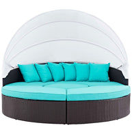 Outdoor Faux Rattan Canopy Daybed Set