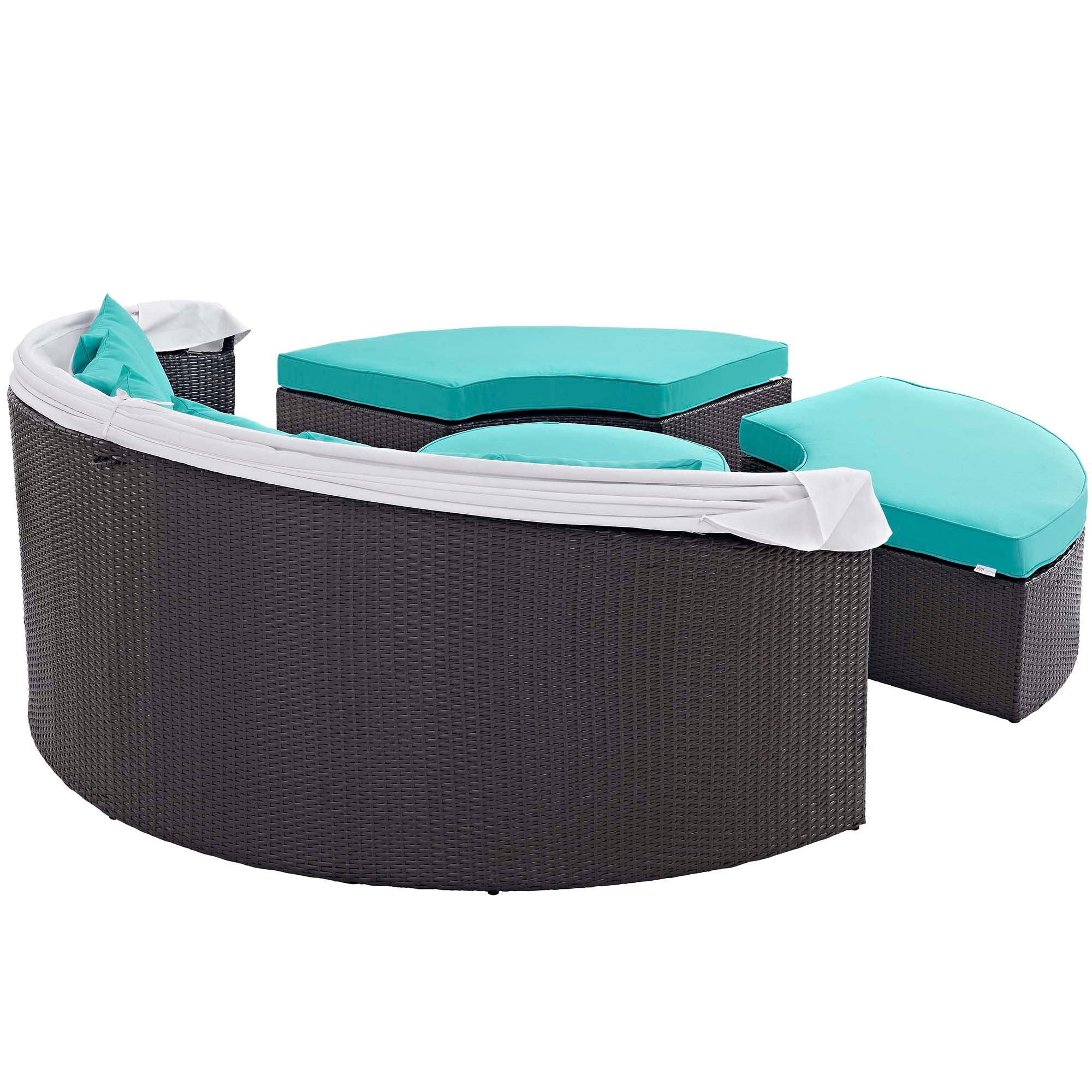 Outdoor Faux Rattan Canopy Daybed Set