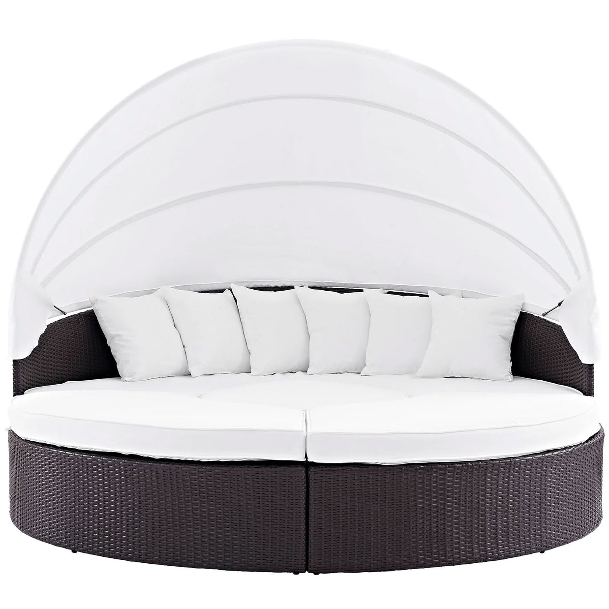 Outdoor Faux Rattan Canopy Daybed Set