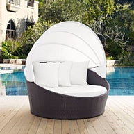 Outdoor Faux Rattan Canopy Daybed