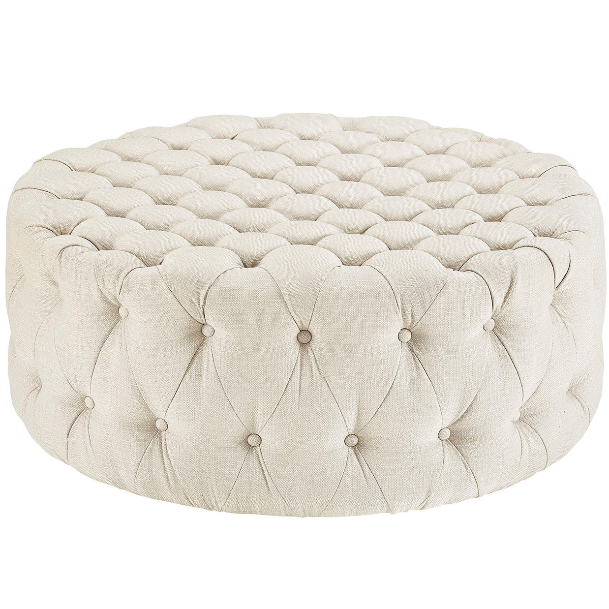 Round Upholstered Tufted Ottoman