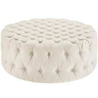 Round Upholstered Tufted Ottoman