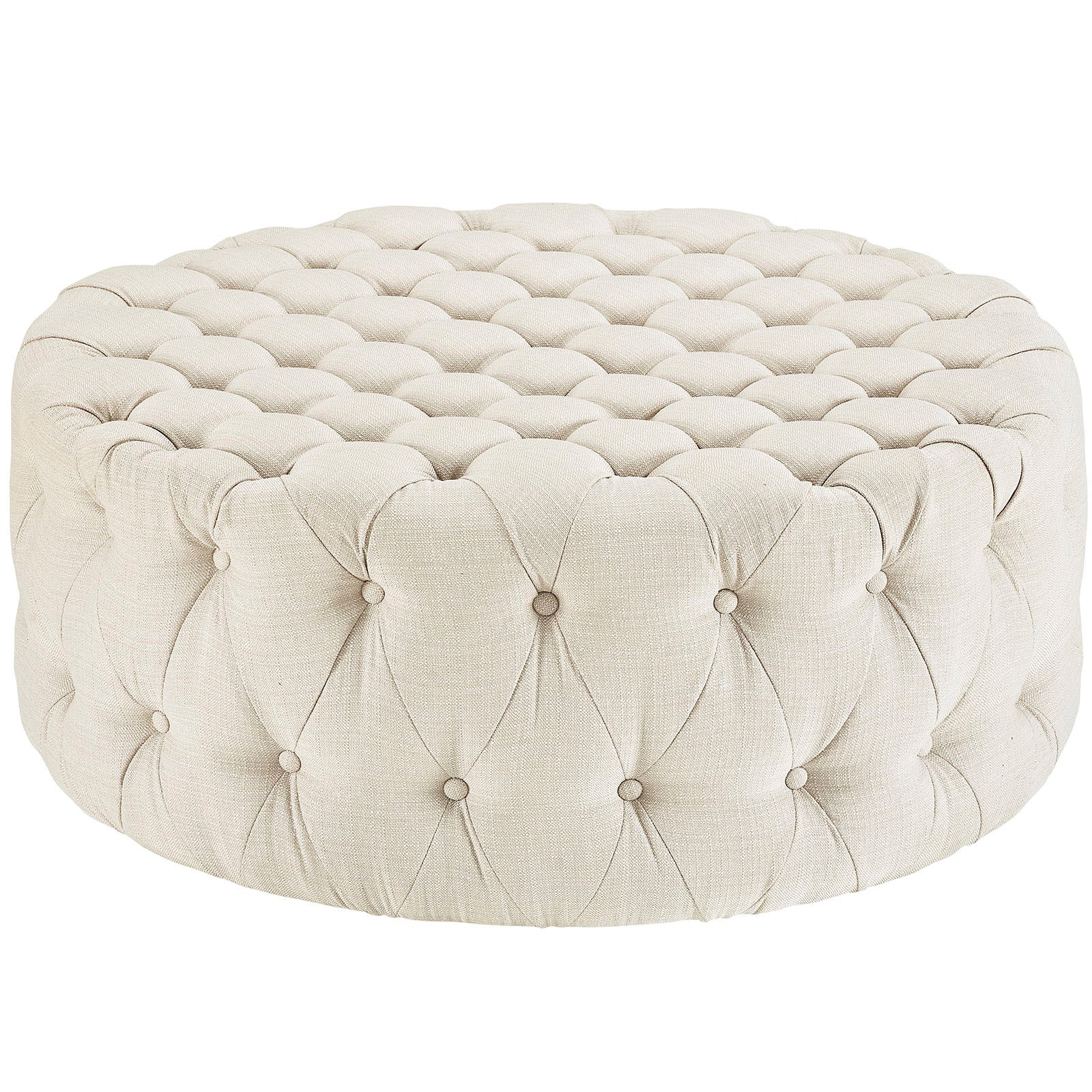 Round Upholstered Tufted Ottoman