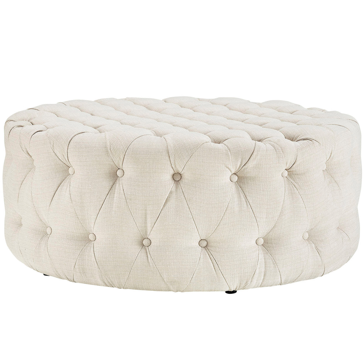 Round Upholstered Tufted Ottoman