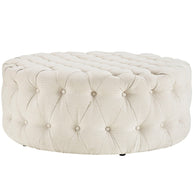Round Upholstered Tufted Ottoman