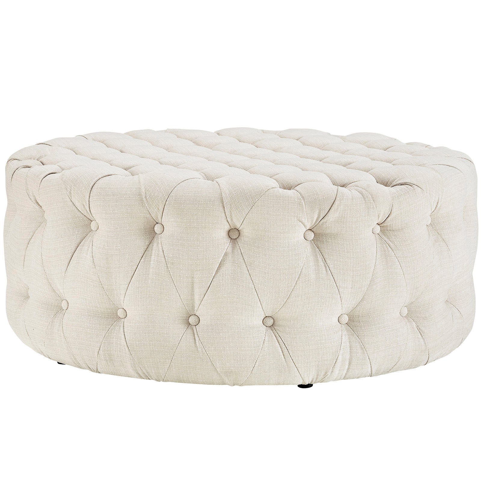 Round Upholstered Tufted Ottoman