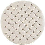 Round Upholstered Tufted Ottoman