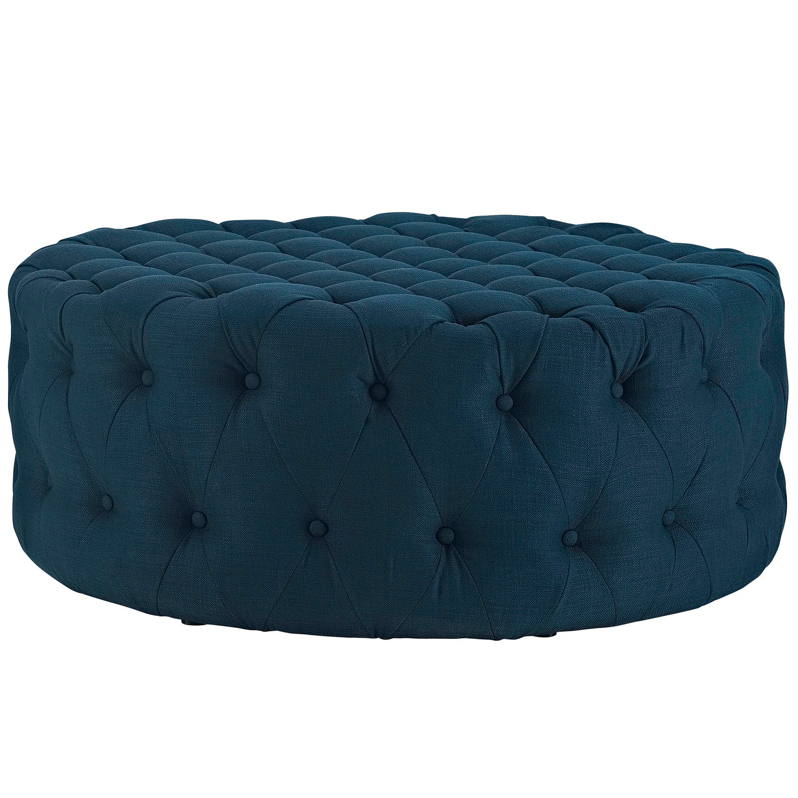 Round Upholstered Tufted Ottoman