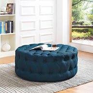 Round Upholstered Tufted Ottoman