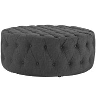Round Upholstered Tufted Ottoman