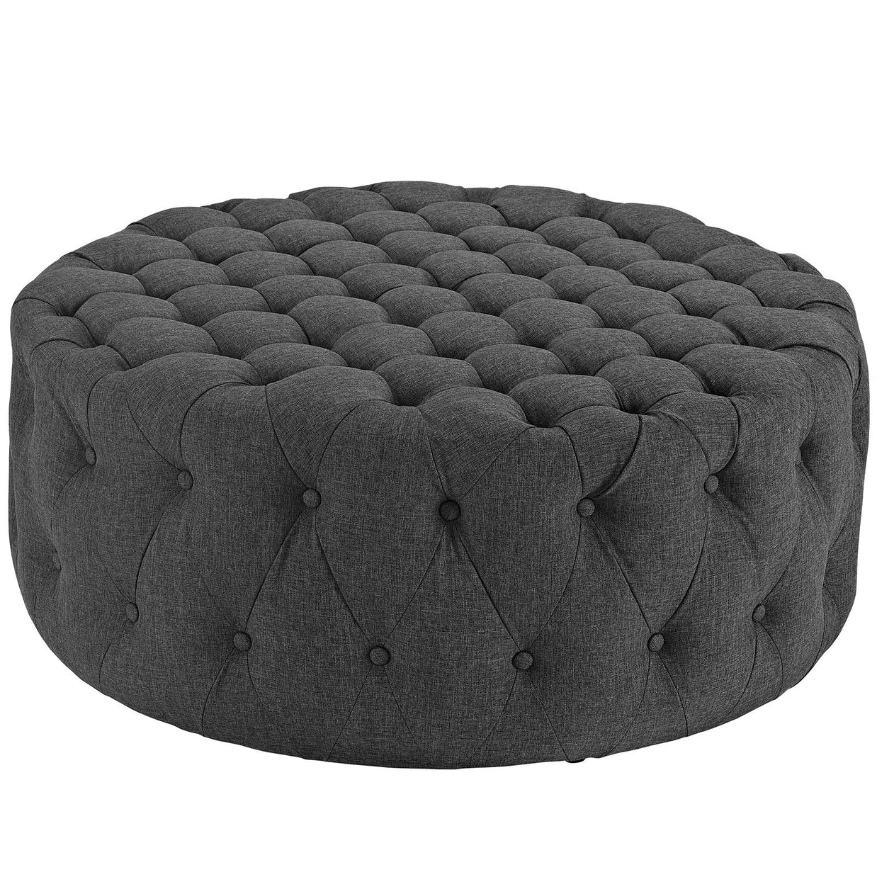 Round Upholstered Tufted Ottoman